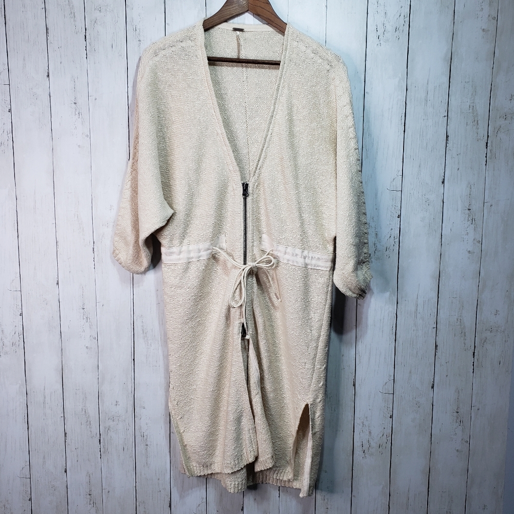 Free People Soul Sister Cotton Zip Long Cardigan S - Picture 3 of 8